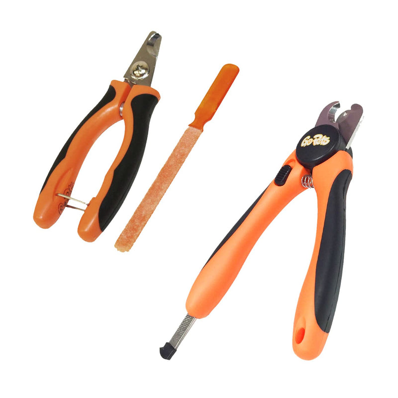 GoPets Pet Nail Clipper Bundle for Dogs and Cats with Large and Small Nail Trimmer with Free Nail File Grinder with Quick Guard and Angled Blades for Safety 2 Nail Cutter Bundle - PawsPlanet Australia