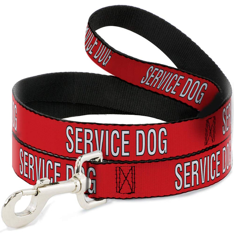 Buckle-Down Pet Leash, Dog Leash, Service Dog Text Red Black White, 4 Feet Long 1.0 Inch Wide 4 Feet Long - 1" Wide - PawsPlanet Australia