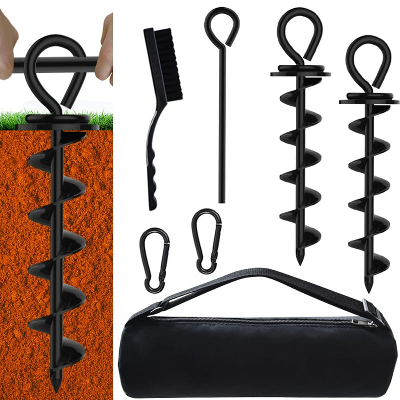 Eurmax USA Heavy Duty Dog Tie Out Stake for Large Dogs up to 210 lbs Dog Stakes for Outside,Dog Anchor, and Dog Gadget Dog Accessories Dog Leash Stake Dog Runner Trampoline Stakes 2-Pack (Black) Black-2pack - PawsPlanet Australia