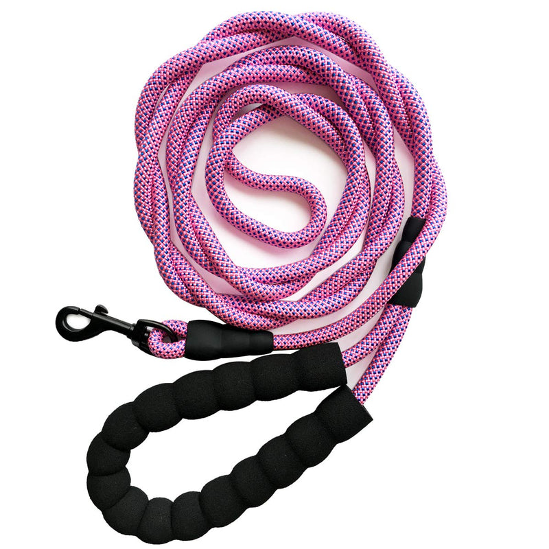 MayPaw 8FT Small Dog Leash, 1/4in Lightweight Strong Nylon Rope Puppy Leash with Comfortable Handle for Outdoor Walking Hiking (0~18lbs) 1/4 in x 8ft pink blue - PawsPlanet Australia