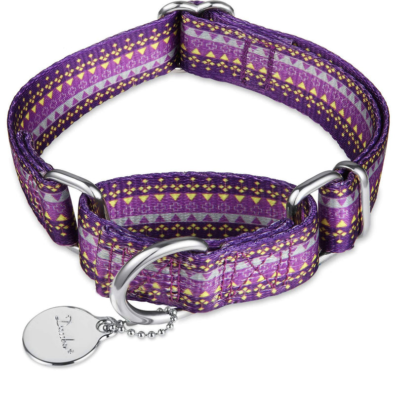 Martingale Collar Dog Collar No Pull Pet Collar Heavy Duty Dog Martingale Collars Silky Soft with Unique Pattern for Medium and Large Dogs (Medium, 1 Inch Wide, Dark Purple & Yellow) Medium, 1 Inch Wide - PawsPlanet Australia
