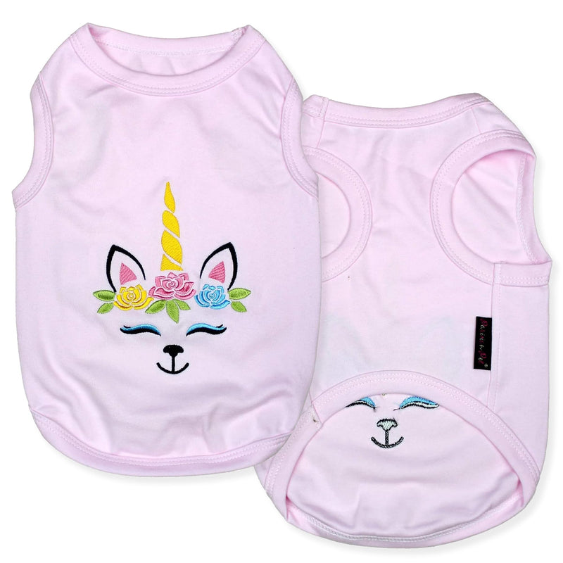 Parisian Pet Dog Tshirt - Embroidered Unicorn Girl Pet Vest - 100% Cotton, Lightweight Dog Clothes, Female Tank Top - Sleeveless Pink Tee Shirts for Large Dogs - 2XL - PawsPlanet Australia