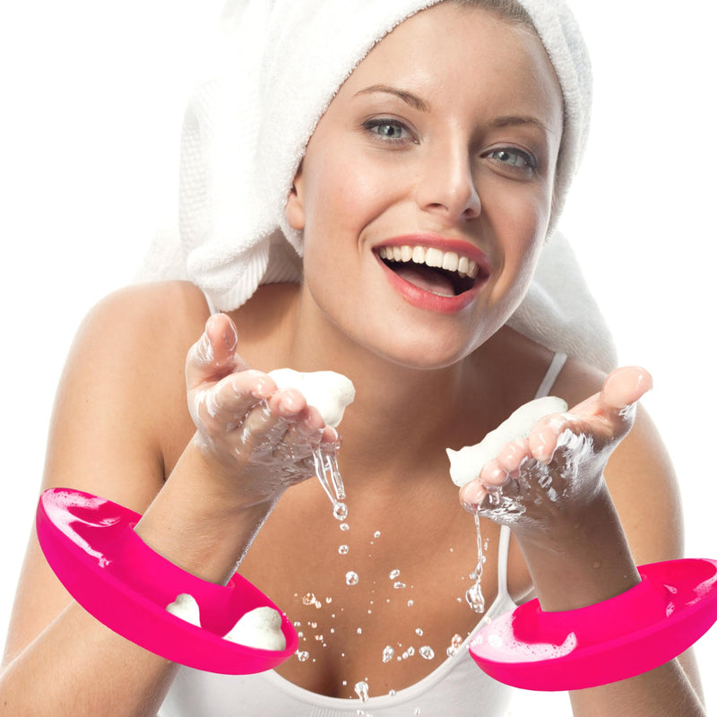 BaR-K Patented Drip Catcher Cuffs - Stops Soap & Water from Running Down Arms While Washing Face, Stay Dry and Clean - Face Wash Wristbands for Spa, Pink Set of 2 2 Cuffs - PawsPlanet Australia