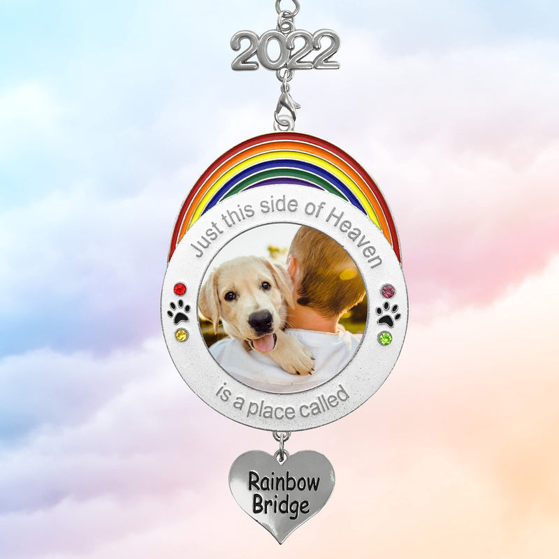Rainbow Bridge Photo Ornament - 2022 Dated Christmas Picture Ornament Just This Side of Heaven is A Place Called Rainbow Bridge - Memory Keepsake - Pet Memorial - PawsPlanet Australia