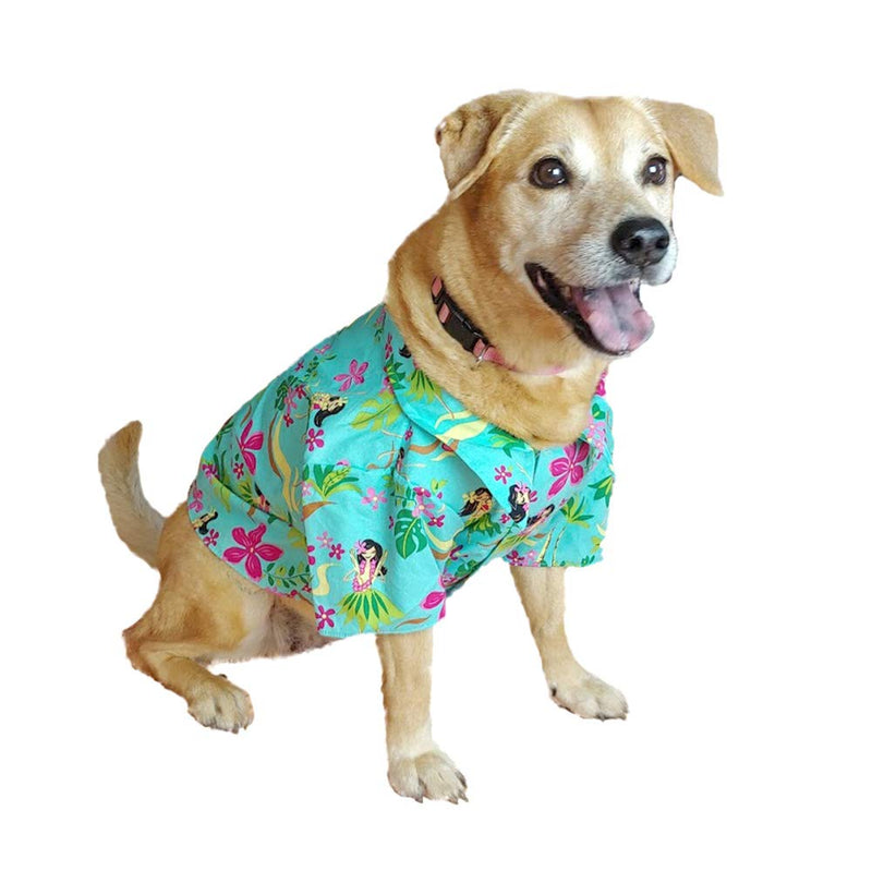 RJC Dog Hula Spring Aloha Hawaiian Shirt Teal XL - PawsPlanet Australia