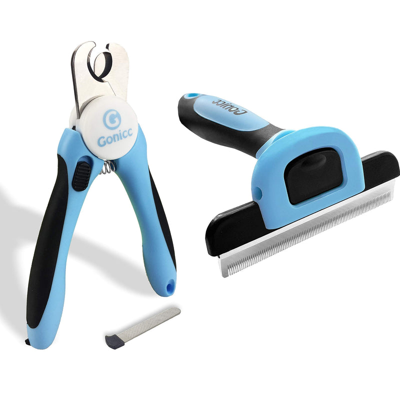 gonicc Dog & Cat Pets Nail Clippers and Grooming Brush. Nail Clippers with Safety Guard to Avoid Overcutting, Free Nail File. Dog Brush Effectively Reduces Shedding by Up to 95%. Professional Groomin - PawsPlanet Australia