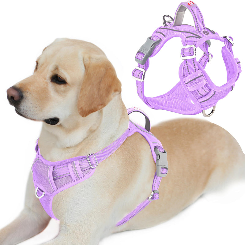 BARKBAY Dog Harness No Pull with ID Tag Pocket - Heavy Duty, Reflective, Easy Control for Large Dogs(Violet Purple,L) Large(Chest:24.5-32.5") Violet Purple - PawsPlanet Australia