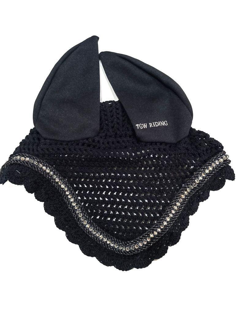 Horse Ear Bonnet/Net/Hat/Horse Fly Hood/Mask Horse Fly Veil Horse Fly Bonnet (Pony, Black) Pony - PawsPlanet Australia