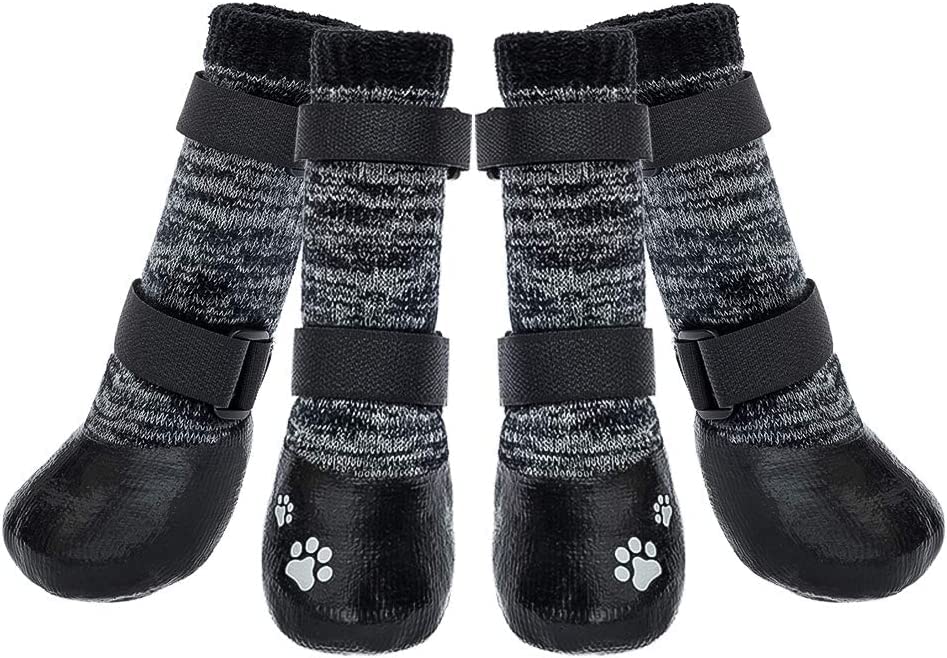 KOOLTAIL Dog Socks Anti-Slip Dog Boots with Straps Traction Control, Paw Protection Sets for Indoor Hardwood Floors & Outdoor, Fits Small Medium Large Dogs Medium (Pair of 2) Grey