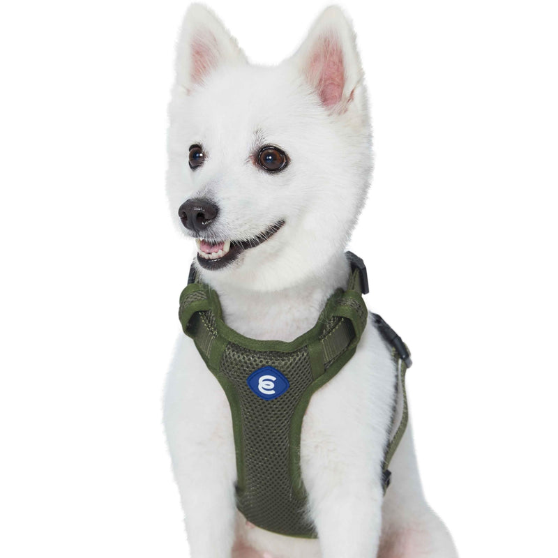 Blueberry Pet Essentials Adjustable No-Pull Dog Harness Size Small| Adjustable Step-in Easy Walk Harness | Classic Solid Nylon Vest in Military Green - PawsPlanet Australia