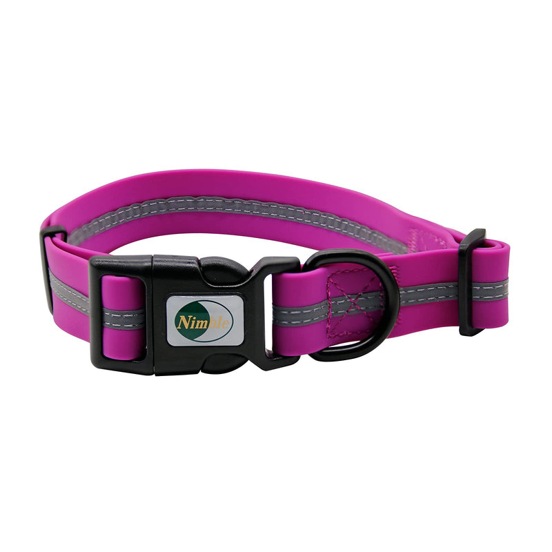 NIMBLE Dog Collar Waterproof Pet Collars Anti-Odor Durable Adjustable PVC & Polyester Soft with Reflective Cloth Stripe Basic Dog Collars S/M/L Sizes (Large (15.35”-24.8”inches), Rose Purple) Large (15.35”-24.8”inches)