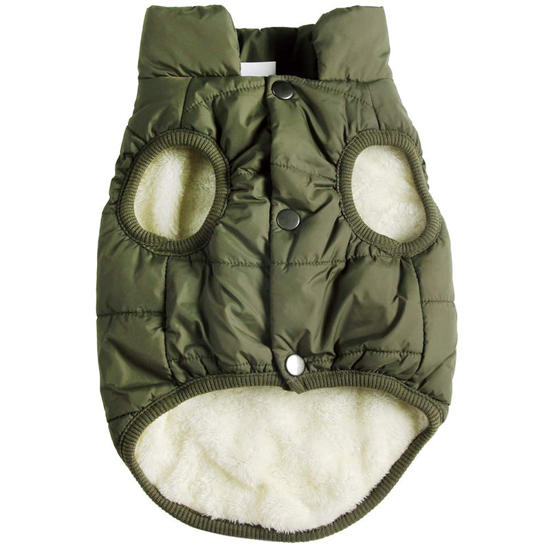 2 Layers Fleece Lined Warm Dog Jacket for Puppy Winter Cold Weather,Soft Windproof Small Dog Coat,Green M Medium (Pack of 1) Green