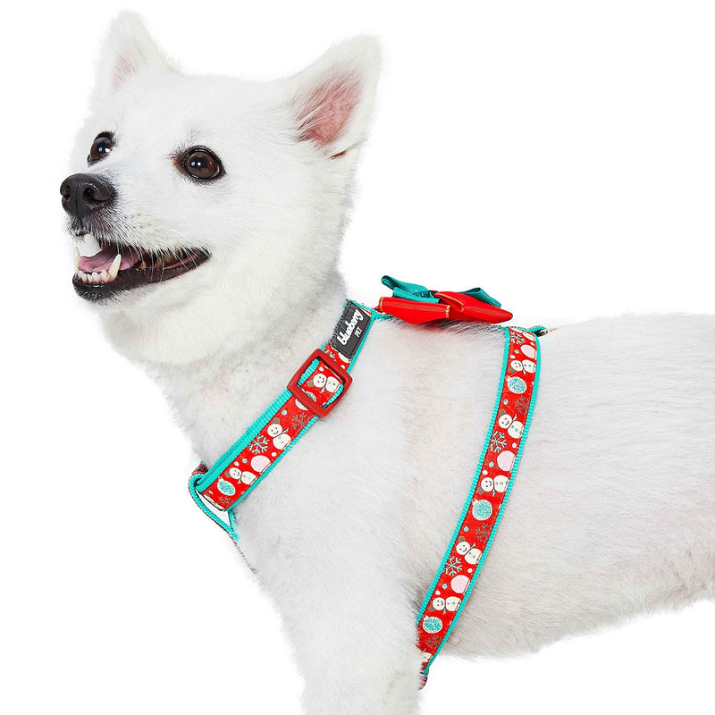 Blueberry Pet Snowman Making Christmas Designer No Pull Dog Harness with Bowtie, Small, Adjustable Harnesses for Dogs (17.75" - 21.25") Chest Girth (Pack of 1) Harness - Snowman Making - PawsPlanet Australia
