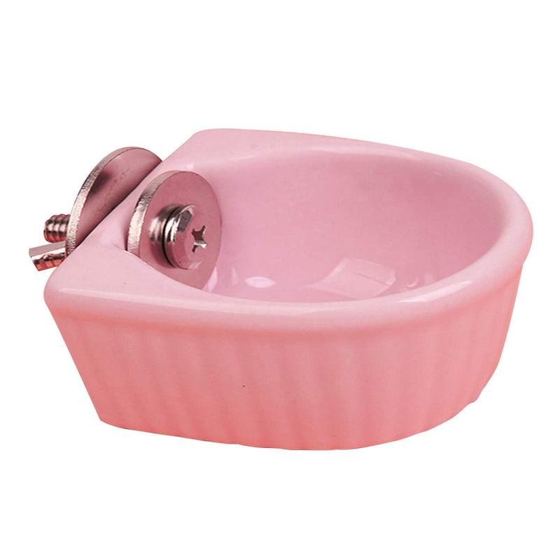 Small Animals Bowl, Detachable Cage Feeder Pet Ceramic Water & Food Feeder, Small Animal Supplies for Rabbit Parrot Squirrels Chinchilla Hamster Ferret (Pink, M) Pink Medium - PawsPlanet Australia