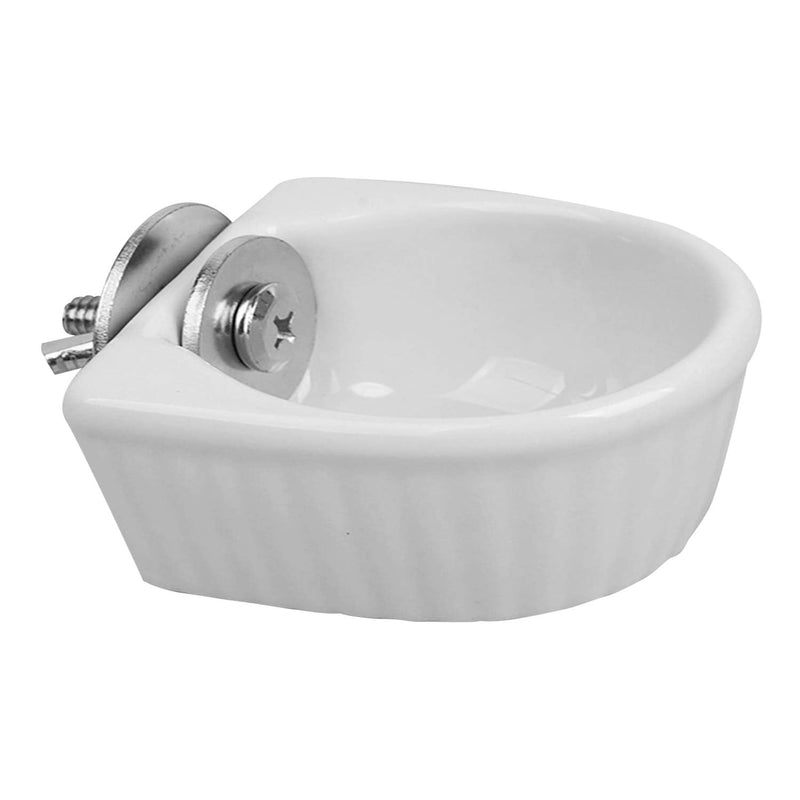 Small Animals Bowl, Detachable Cage Feeder Pet Ceramic Water & Food Feeder, Small Animal Supplies for Rabbit Parrot Squirrels Chinchilla Hamster Ferret (White, M) White Medium - PawsPlanet Australia