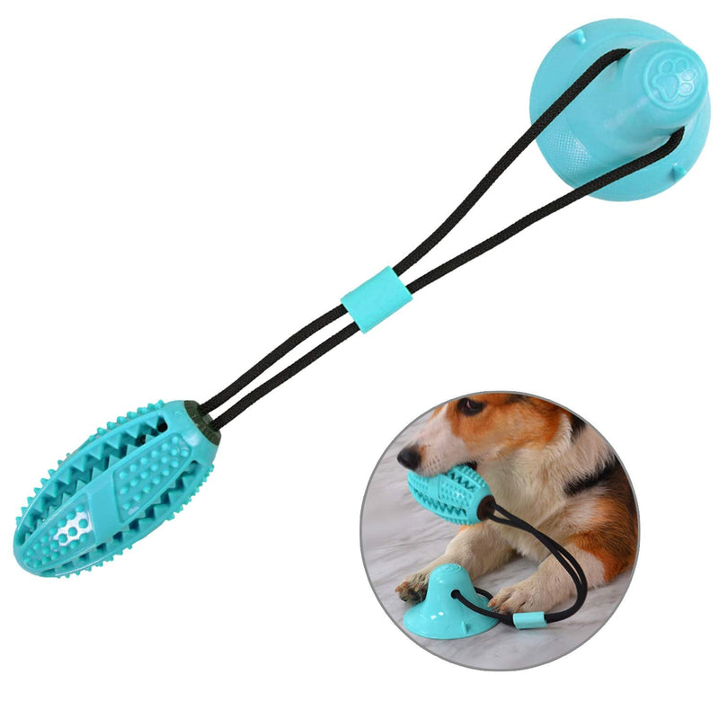 Guardians Dog Chew Toy with Suction Cup for Aggressive Chewers, Puppy Training Treats Food Dispensing Toothbrush Pet Teeth Cleaning Rope Toys for Small Medium Dogs Blue