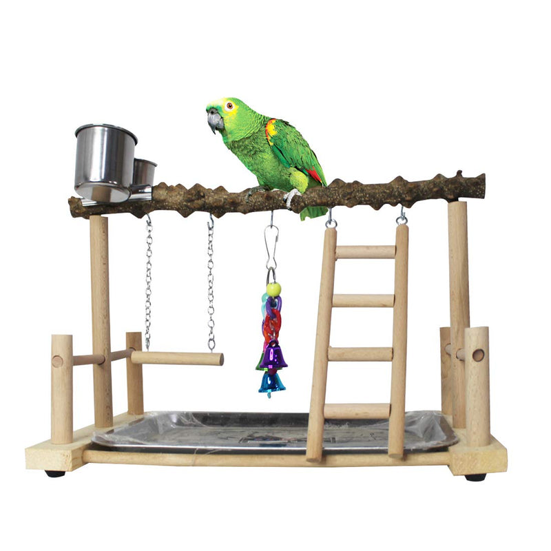 kathson Bird Playground,Parrots Play Gym,Parakeet Play Stand with Prickly Ash Wood Perch,Cockatiel Playstand with Feeder Cups and Exercise Toys,Birds Perch Stand for Budgie Conures Cockatoos Lovebirds Parrots Playground Style-2 - PawsPlanet Australia
