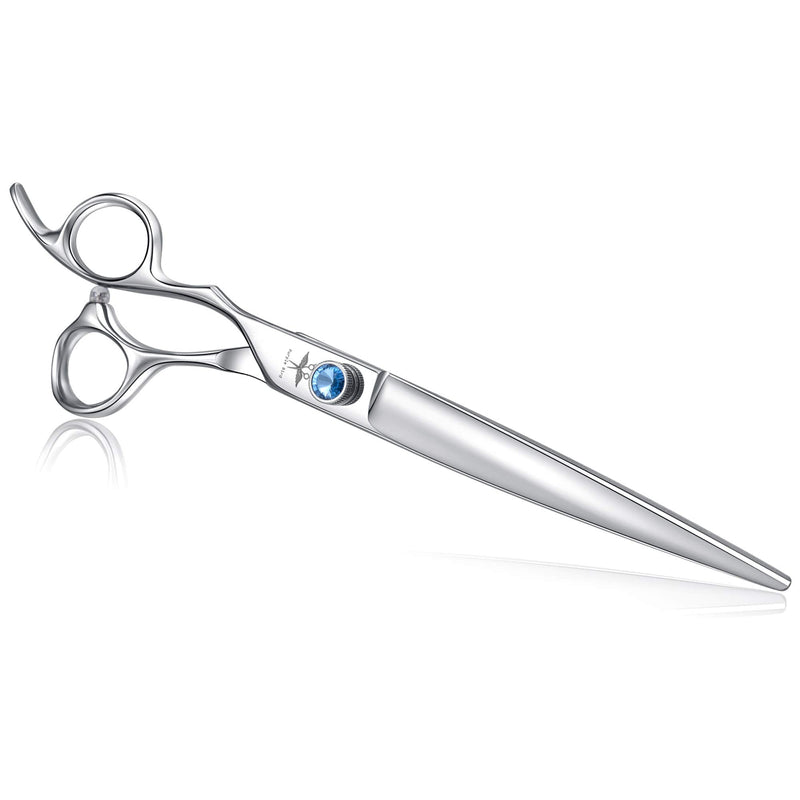 PURPLEBIRD 8 Inch Left Handed Straight Dog Grooming Scissors Professional Pet Cutting Shears Safety Noiseless Blunt Tip Trimming Shearing for Dogs Cats Japanese Stainless Steel Silver 8 Inch Left Handed Cutting - PawsPlanet Australia