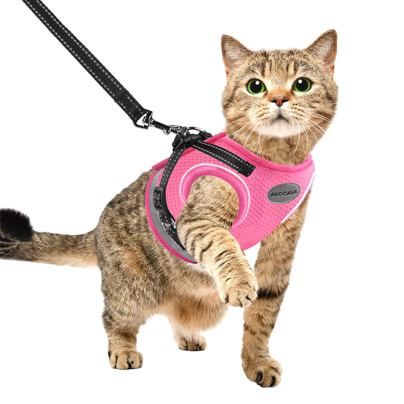 Cat Harness and Leash for Walking, Kitten Escape Proof Harnesses, Adjustable Reflective Puppy Harness with Leashes Set, Easy Adjustable Soft net Breathable Pet Safety Vest L (Chest: 15" - 17") Pink - PawsPlanet Australia