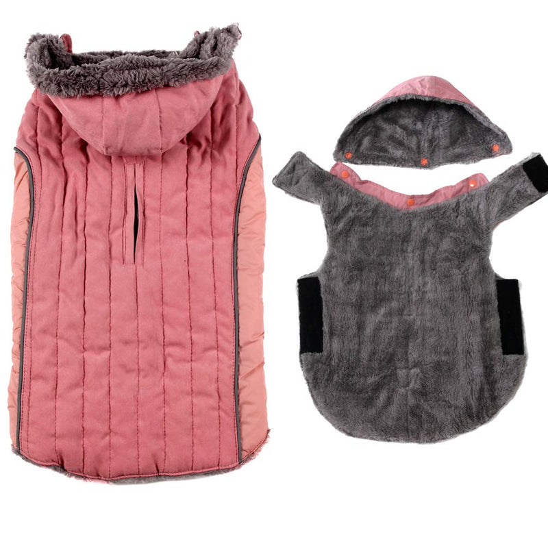 Fleece Dog Hoodie for Medium Dogs Super Warm Doggie Jacket for Cold Winter Dog Coats,Pink L Large (Pack of 1) Pink
