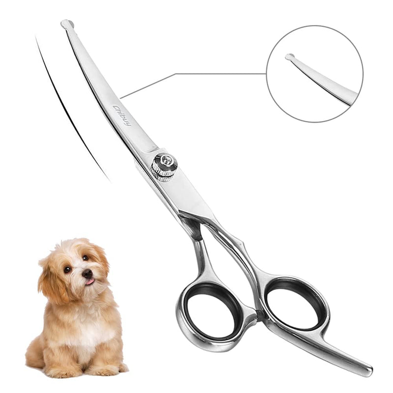 Chibuy Curved dog grooming scissors with Round Tips, Pet Shear for Cats, 4CR Stainless Steel Bending, Professional Tools for Home Stainless Steel Curved Scissors - PawsPlanet Australia