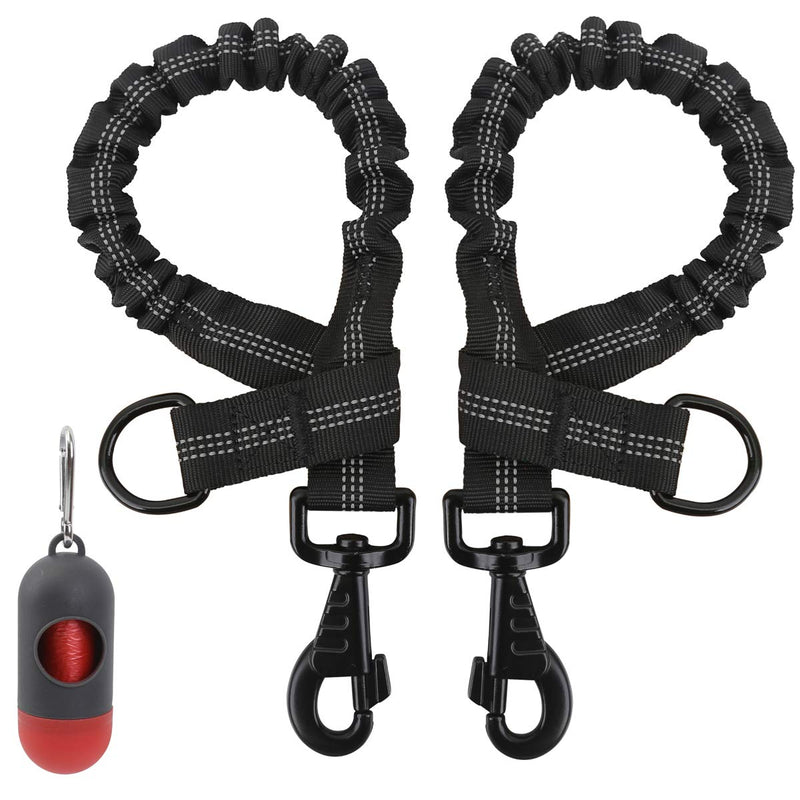 NOYAL 2 Pack 1.7 FT Bungee Dog Leash Heavy Duty Shock Absorbing Extension Leash Improved Dog Safety Suitable for Walking, Running, Bicycling Black+Black - PawsPlanet Australia