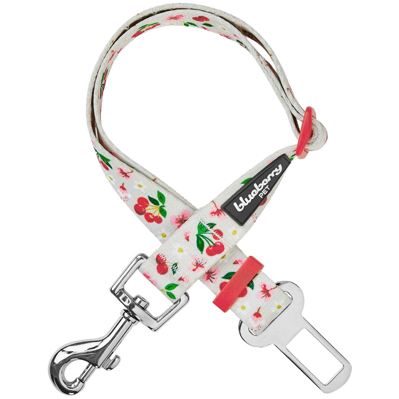 Blueberry Pet 8 Patterns Cherry Garden Grey Adjustable Dog Seat Belt Tether for Dogs Cats, Durable Safety Car Vehicle Seatbelts Leads Use with Harness 16.5-25.5 Inch (Pack of 1) - PawsPlanet Australia