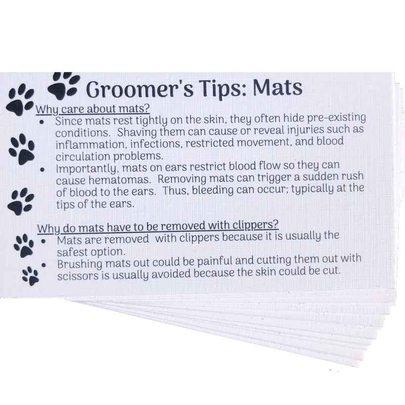 Dog Groomer Matted Fur and Dog Brushing Care Cards (100 pack, 3.5" X 2") Addresses hematomas, mats, combing, and shaving matts White - PawsPlanet Australia