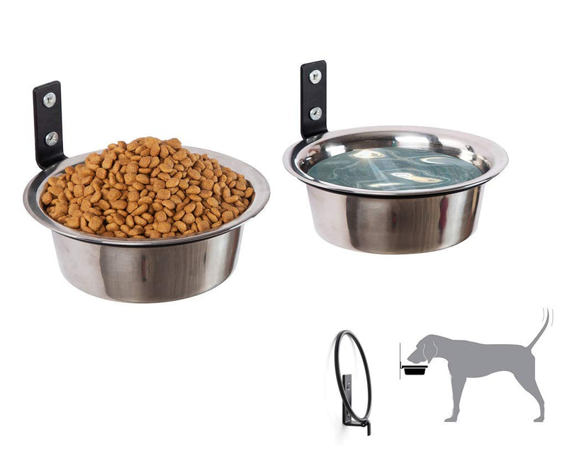 Wall Mounted Dog Bowls-2*33 OZ Collapsible Customized Height Wall Mounted Pet Bowls,Elevated Dog Bowls Stand ,Metal Wall Mount Pet Bowls for Dogs and Cats- Stable Comfort Feeding Height Collapsible 2*33 oz