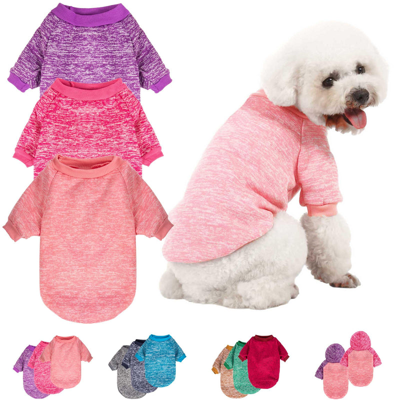 3 Pack Dog Sweater, Dog Sweaters for Small Dogs, Warm Soft Pet Clothes for Puppy, Medium Large Cat, Dogs Girl or Boy, Dog Shirt for Winter Christmas (Pink+Purple+HotPink, X-Small) Pink+Purple+HotPink - PawsPlanet Australia