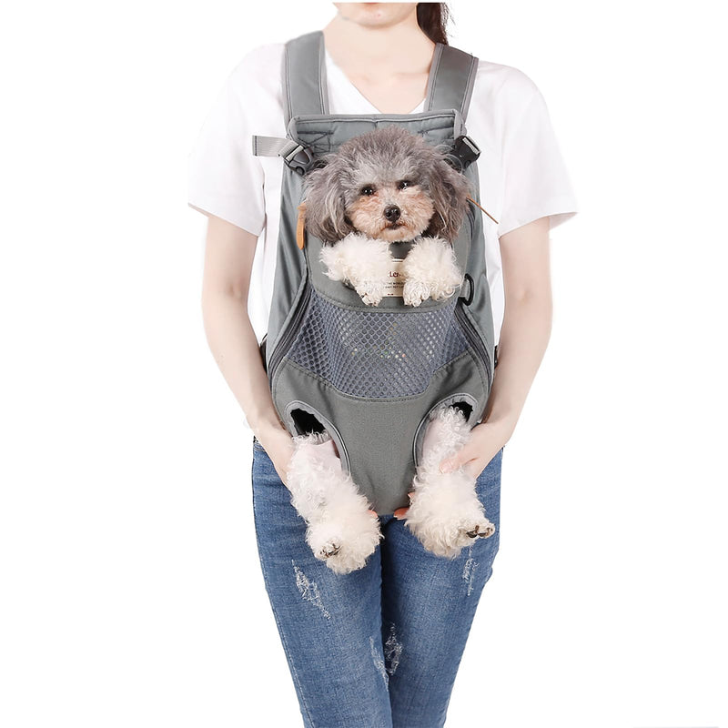 Lifeunion Legs Out Dog Carrier Backpack Hands-Free Adjustable Pet Travel Carrier for Small Medium Dogs Cats Motorcycle Hiking Walking (Grey) Grey - PawsPlanet Australia