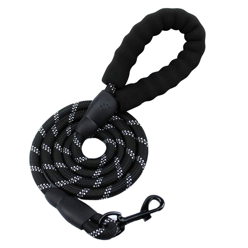 Sunglow 5 FT Strong Dog Leash with Comfortable Padded Handle and Highly Reflective Threads for Medium and Large Dogs (Black) Black - PawsPlanet Australia