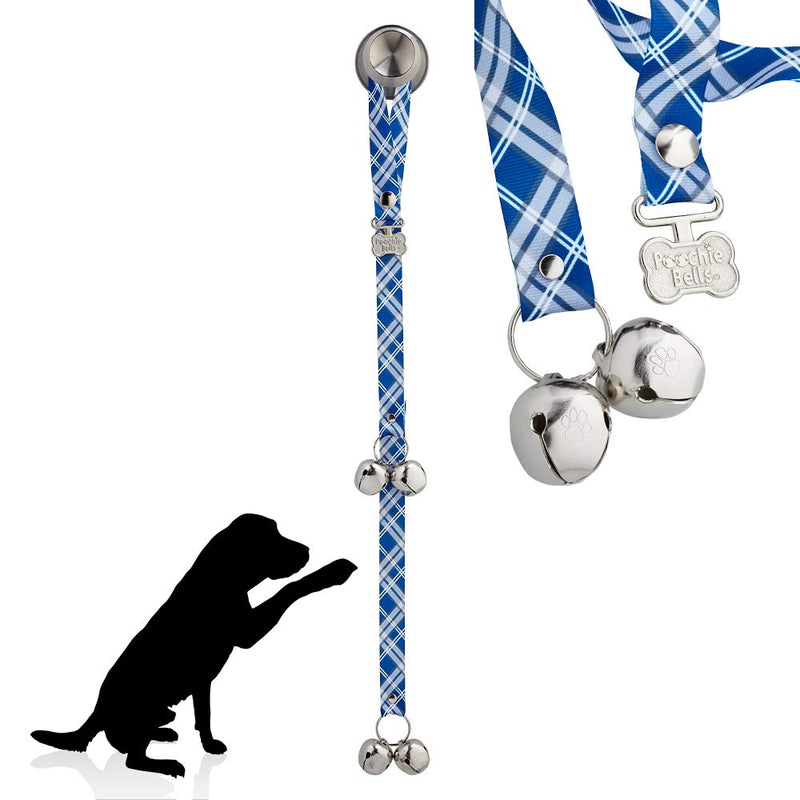 PoochieBells Handcrafted Dog Doorbell for Potty Training – Easy & Quick, Doggie-Safe USA-Made Dog Door Bell with Perfect Sound, Dog Trainer-Recommended for Over 20 Years, Starry Night Plaid - PawsPlanet Australia