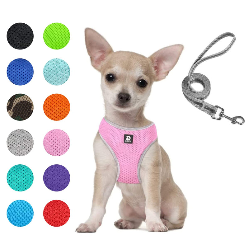 Puppy Harness and Leash Set- XS and Small Dog Harness- Soft Mesh Halter- Adjustable Reflective Teacup Dog Harness- No Pull No Choke (XS, Pink) - PawsPlanet Australia