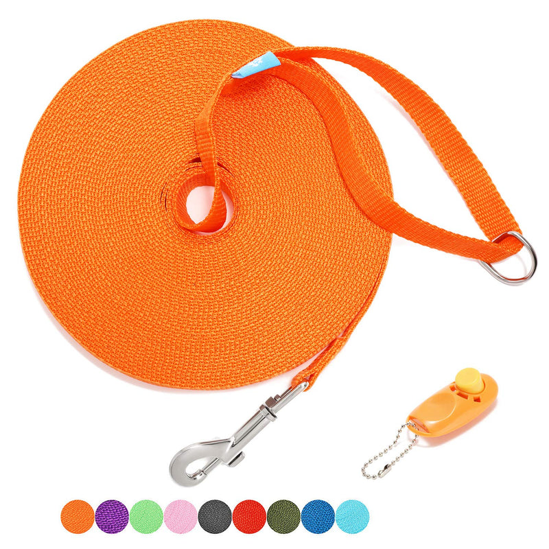 BAAPET 15/20/30/50/100 ft Long Dog Training Leash with Clickers for Small, Medium and Large Dogs or Cats (50 Feet, Orange) 50 Feet - PawsPlanet Australia