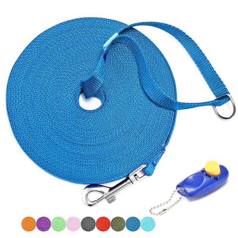 BAAPET 15/20/30/50/100 ft Long Dog Training Leash with Clickers for Small, Medium and Large Dogs or Cats (100 Feet, Blue) 100 Feet - PawsPlanet Australia