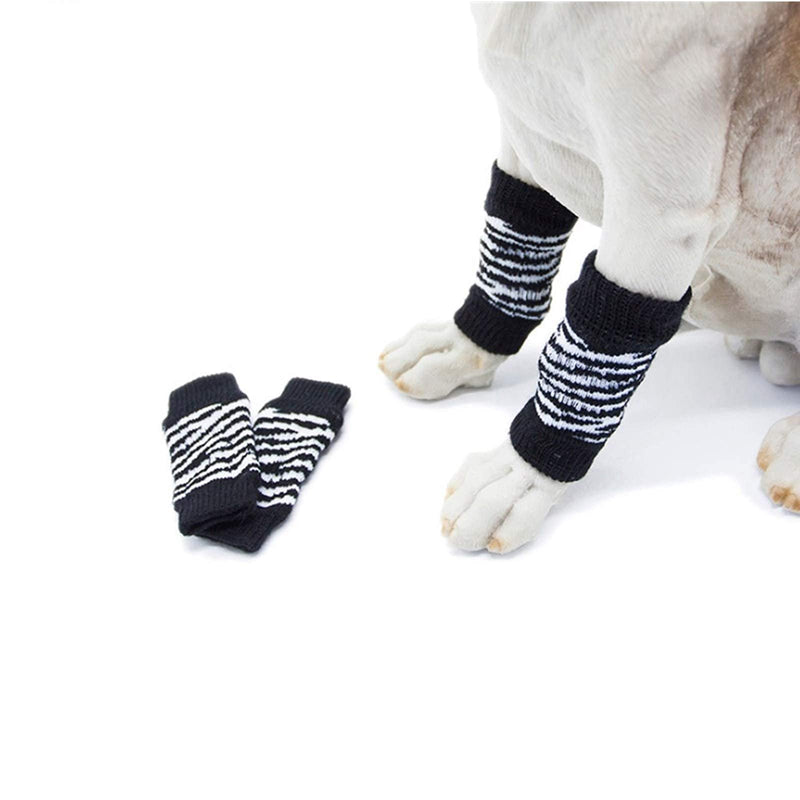ROZKITCH Pet Dog Elbow Protector Dog Elbow Sleeve, 2PCS Front Leg and 2PCS Back Leg Brace, Dog Elbow Wrap, Dog Leg Warmer Wrap Protector, Pet Elastic Knitted Breathable Protective Socks Black XL XL-Leg Girth: 3.93in - PawsPlanet Australia