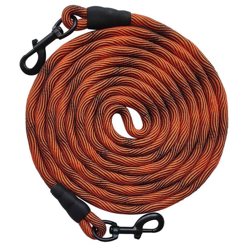 BTINESFUL Dog Tie Out, Check Cord Long Tether Rope Dog Leash, 8ft 12ft 20ft 30ft 50ft 75ft Yard Training Dog Lead - Large Medium Small Dogs Outdoor Playing, Camping, or Backyard (12ft, Orange Black) 12 Foot - PawsPlanet Australia