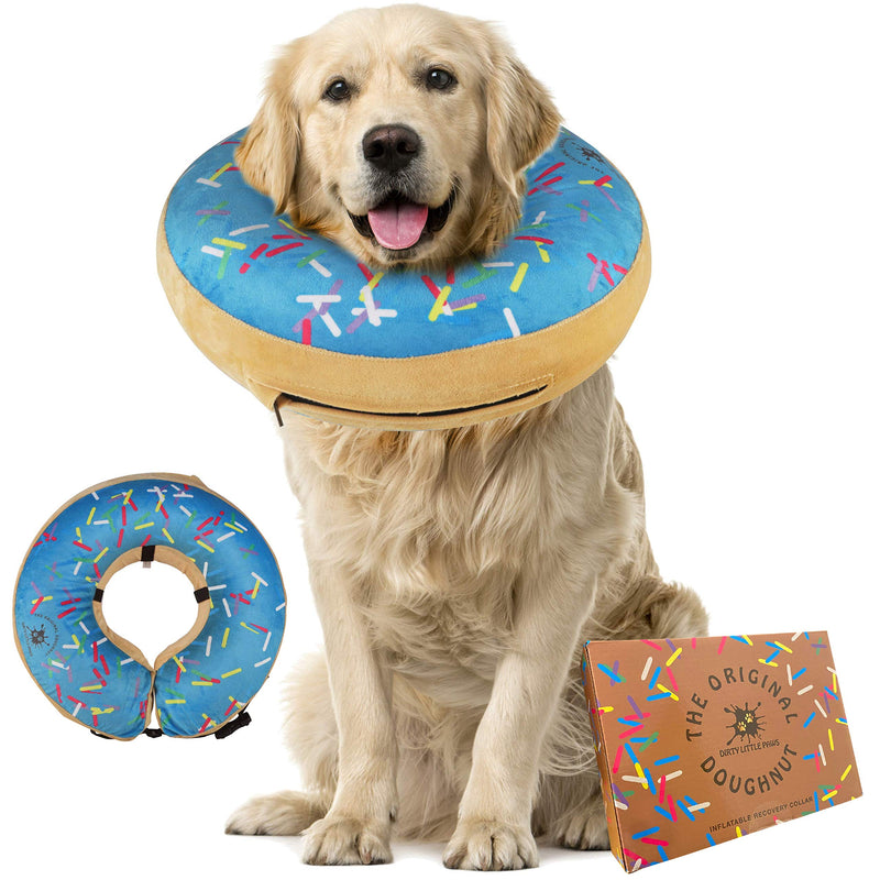 Dog Donut Collar | Great Alternative to a Traditional Dog Cone or a Soft Dog Cone Collar | Our Inflatable Dog Cone is an Excellent Cone for Dogs after Surgery | Dog Cones for Large Dogs (Blue) Blue - PawsPlanet Australia
