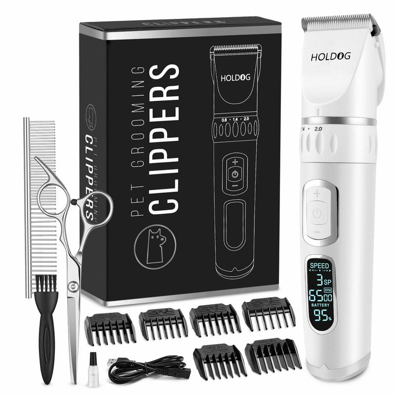 Dog Clippers Professional Heavy Duty Dog Grooming Clipper 3-Speed Low Noise High Power Rechargeable Cordless Pet Grooming Tools for Small & Large Dogs Cats Pets with Thick & Heavy Coats - PawsPlanet Australia