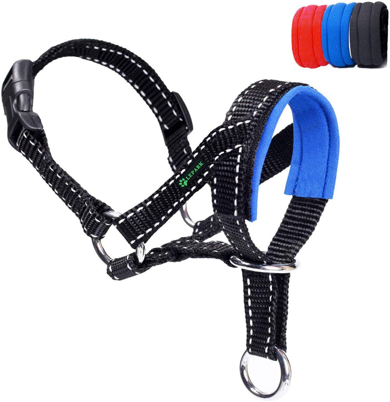 Dog Head Halter with Reflective Safety Strap Stop Dog's Pulling, Dog Head Collar for Small Medium Large Dogs(S,Blue) - PawsPlanet Australia