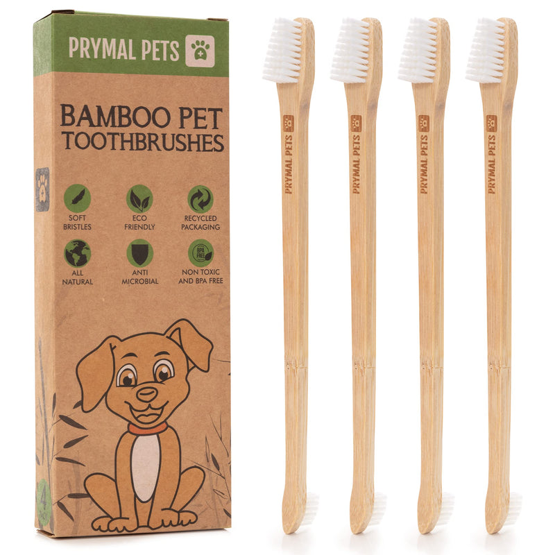 Dog Toothbrush I 4-Pack Two Sided Bamboo Toothbrush for Small and Large Dogs & Cats I Soft Bristles Gentle Pet Toothbrush for Easy Dog Teeth Brushing & Dental Care - PawsPlanet Australia