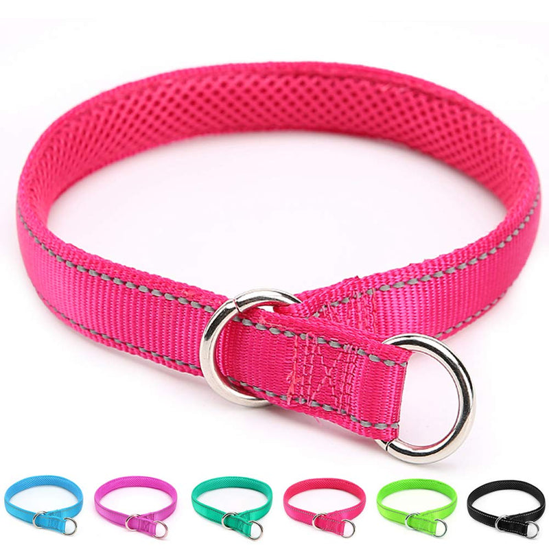Reflective Dog Choke Collar, Soft Nylon Training Slip Collar Suitable for Dog Weight Around 20-38 pounds (5/8" W x 15.5" L, Pink Collar) S: 5/8"W x 15.5"L (neck size: 12.9"-14.9") - PawsPlanet Australia