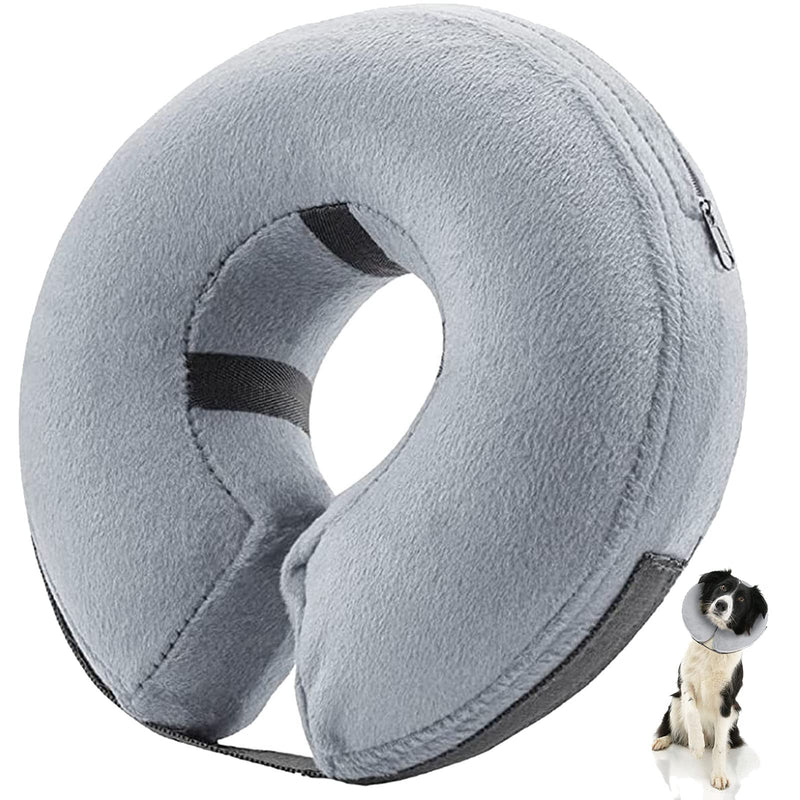 E-KOMG Dog Cone After Surgery, Protective Inflatable Collar, Blow Up Dog Collar, Pet Recovery Collar for Dogs and Cats Soft (Large(12"-18"), Grey) Large(12"-18") - PawsPlanet Australia