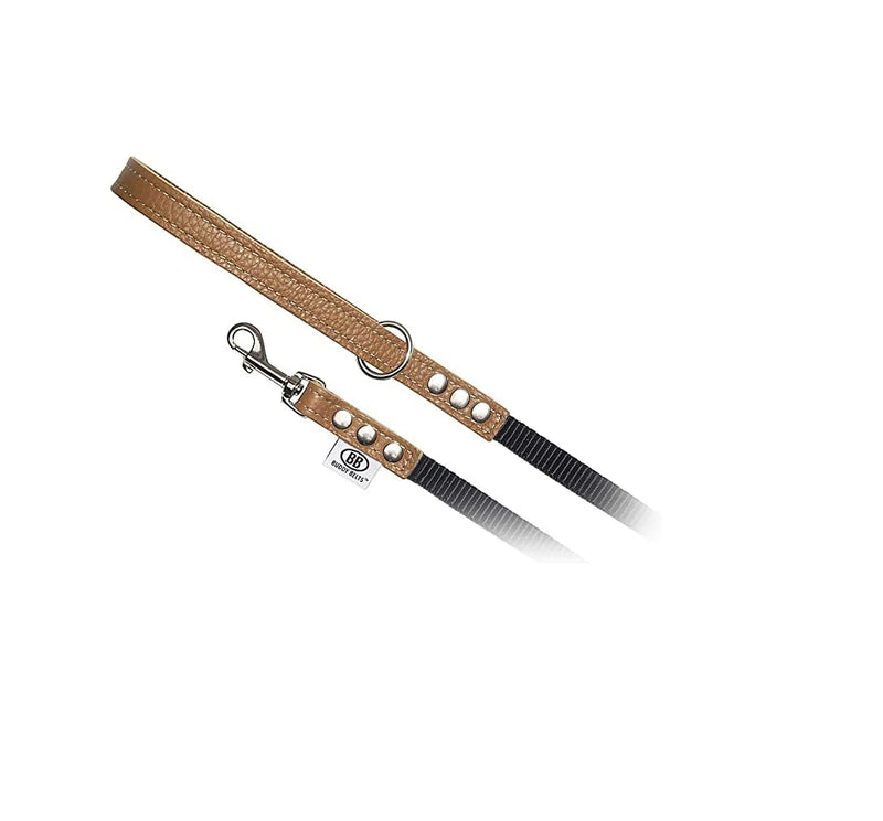 BUDDY BELT Pebble Grain Accent Leather Nylon Leash Caramel - Premium Edition (3/4" x 4') - PawsPlanet Australia