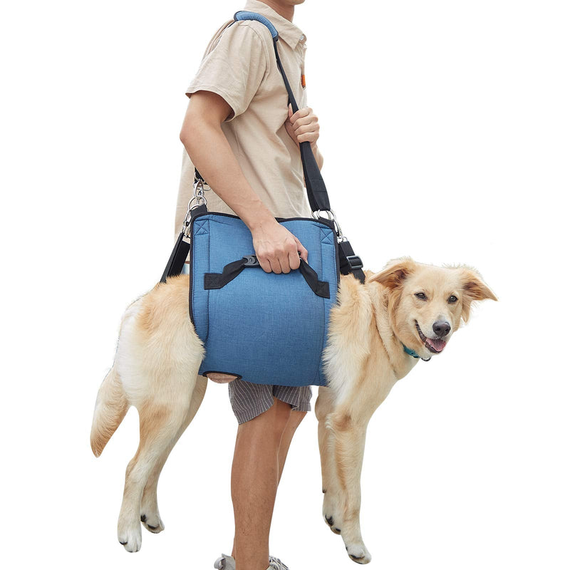 COODEO Dog Carry Sling, Emergency Backpack Pet Legs Support & Rehabilitation Dog Lift Harness for Nail Trimming, Dog Carrier for Senior Dogs Joint Injuries, Arthritis, Up and Down Stairs X-Large Blue