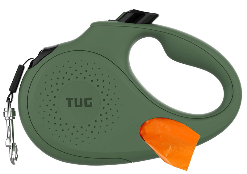 TUG Oval 360° Tangle-Free Retractable Dog Leash with Integrated Waste Bag Dispenser (Medium, Green) Medium - PawsPlanet Australia