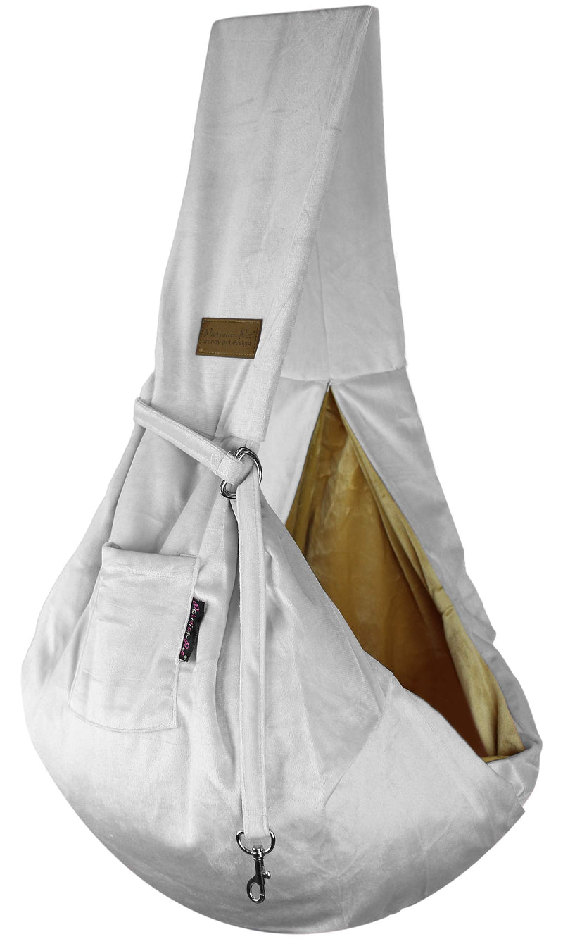 Parisian Pet Dog Sling - Gray Puppy Carrier Sling - Adjustable Shoulder Straps Pet Bag Sling - Soft Polyester Dog Carrying Sling - Dog Sling Carrier - Dog Carrying Front Pouch for Small, Medium Dogs Grey Sling - PawsPlanet Australia
