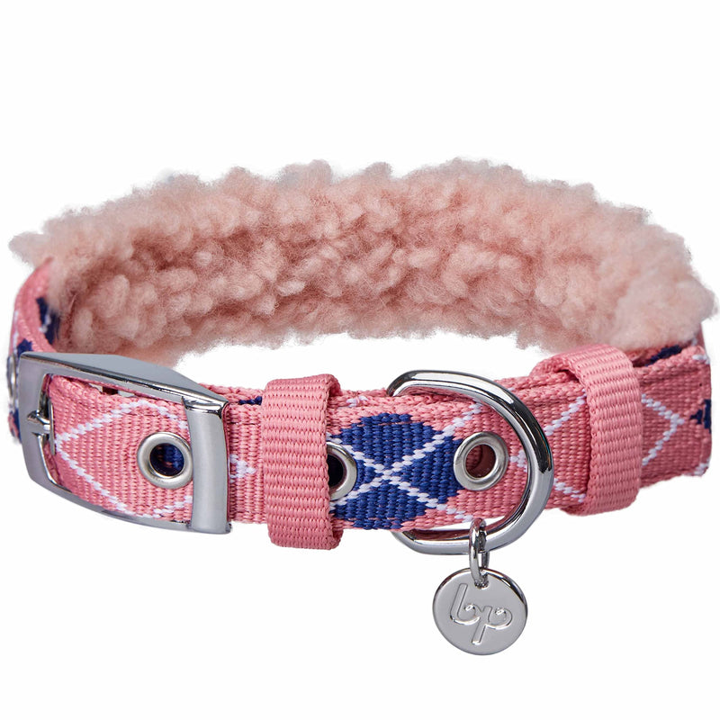 Blueberry Pet Soft & Comfy Scottish Argyle Fleece Padded Adjustable Dog Collar with Metal Buckle - Pink, Neck 13-16.5", for Medium Breed (13"-16 1/2") Neck * 3/4" Wide (Pack of 1) Argyle - Pink - PawsPlanet Australia