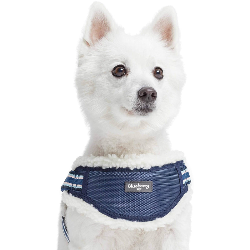 Blueberry Pet Soft & Comfy Multi-Colored Stripe Fleece Padded Chest Dog Harness, Chest Girth 16.5" - 21", Blue, Small, Adjustable No Pull Training Harness for Dogs - PawsPlanet Australia